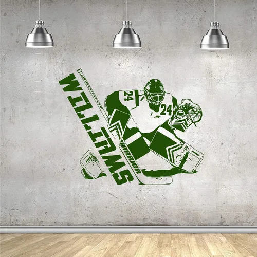 Vista 7 de Calcomanía de pared personalizada para jugador, elige tu nombre y número, camisetas de jugador de portero de hockey, calcomanía de vinilo deportiva