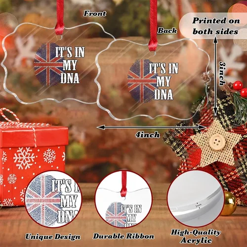 Vista 2 de Adorno de Navidad personalizado del Reino Unido 2023 It's in My DNA, adorno de huellas dactilares para decoración de árbol de Navidad, recuerdo
