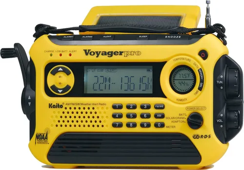 Vista 3 de Kaito Voyager Pro KA600 - Radio de emergencia digital solar con generador eléctrico, manivela giratoria, transmite AM, FM, LW, SW y NOAA, radio