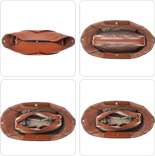 Vista 6 de BOSTANTEN - Bolsos de cuero al hombro tipo balde para mujer
