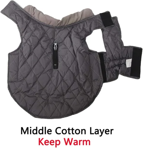 Vista 2 de Vecomfy - Abrigo reversible para perros pequeños, impermeable, cálido, de algodón, para invierno, color rojo Reversible dog jacket with dual leash