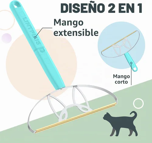 Vista 3 de MAX & Pro LINTPLUS - Paquete de removedor de pelo de mascotas, 2 en 1, doble mango ajustable y fijo, herramientas grandes y compactas