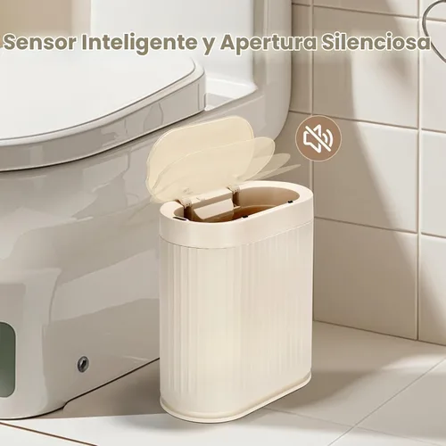 Vista 4 de ELPHECO Cubo de Basura para Baño de 2 Galones Cubo de Basura Inteligente de Plástico Impermeable Cesta de Basura Decoración de Baño Cubo de Basura