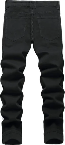 Vista 2 de Jeans rasgados para hombre, ajustados, elásticos, desgastados, cómodos, de moda