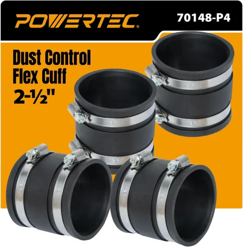 Vista 12 de POWERTEC 70148V - Manguito flexible de control de polvo de 2-1/2 pulgadas con abrazaderas de manguera de acero, conector de manguera, acoplador
