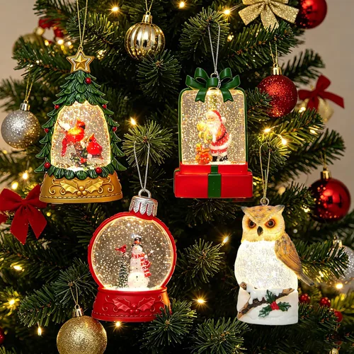 Vista 7 de Globo iluminado con purpurina para adornos de árbol de Navidad o decoración Ornamento de muñeco