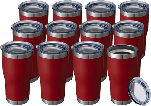 Vista 32 de HASLE OUTFITTERS Vaso de 20 onzas a granel, vasos de acero inoxidable con tapa, vaso aislado al vacío, taza de doble pared con recubrimiento