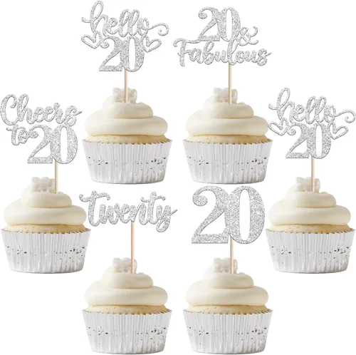 Vista 98 de 30 piezas de adornos para cupcakes de 12 cumpleaños feliz, brillantes doce, hola 12, felicitaciones a 12 años, adornos para cupcakes, 12