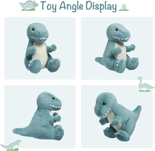 Vista 3 de TCBunny Peluche de dinosaurio bebé de 12 pulgadas, regalos para cumpleaños, San Valentín, Navidad (T-Rex, azul) (BPT-0008-BL)