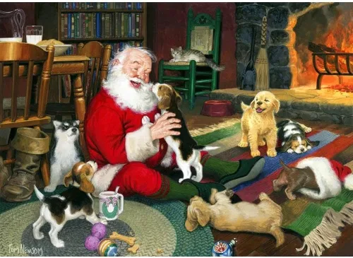 Vista 2 de Cobblehill 80125 - Rompecabezas de 1000 piezas de Papá Noel