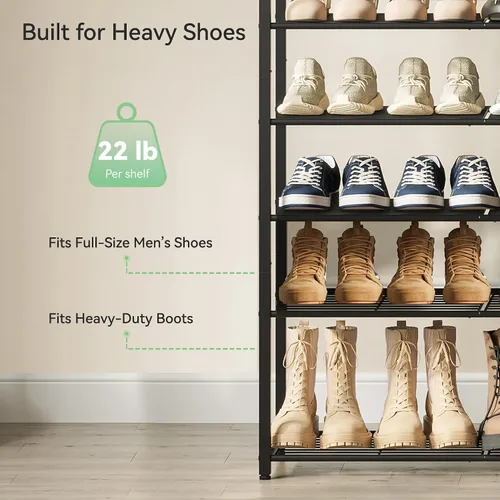 Vista 7 de Nunsino Zapatero de metal, organizador de zapatos de garaje de 6 niveles, con capacidad máxima para 30 pares, estante de almacenamiento de zapatos