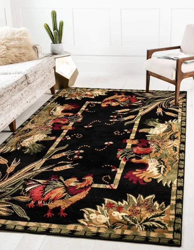 Vista 28 de Unique Loom Barnyard Collection - Alfombra de área de granja (2 pies x 3 pies 1 pulgada, rectangular, crema/negro)