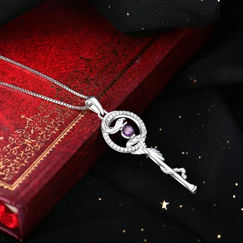 Vista 3 de FJ Collar con colgante de llave de serpiente, joyería Wicca para mujer, Circonia cúbica
