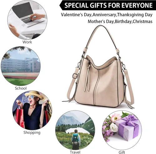 Vista 4 de Hobo Purses Handbags for Woman Crossbody Large Bag for Ladies Shoulder Vegan Fashion Leather Tote
