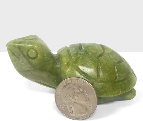 Vista 4 de Talla de piedras preciosas de cristal de tortuga nefrita tallada a mano
