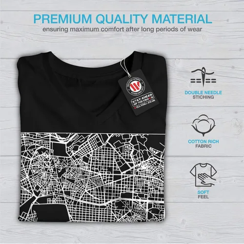 Vista 3 de wellcoda Spain City Madrid - Camiseta con cuello en V para hombre, camiseta con estampado gráfico de Europa