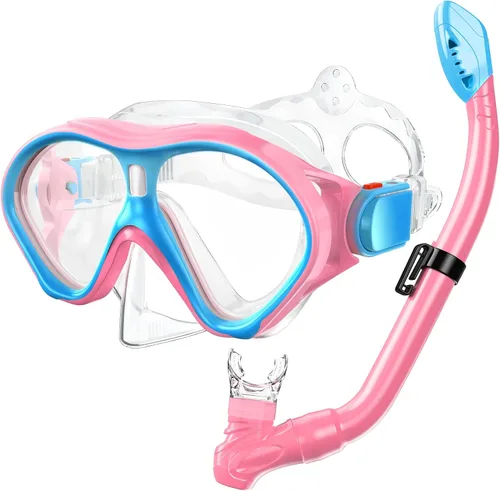 Vista 8 de Gintenco Juego de esnórquel para niños, máscara de buceo para niños como gafas de natación unisex, juego de máscara de buceo antivaho y esnórquel