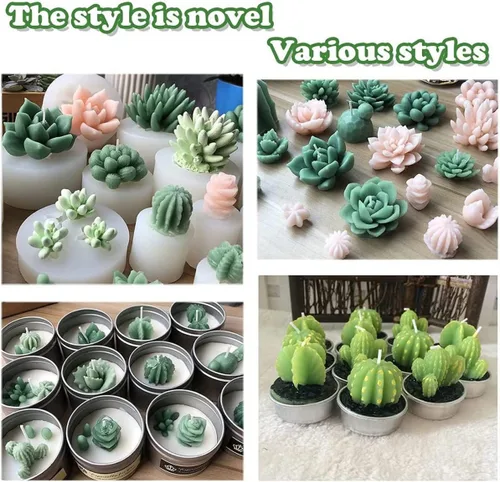 Vista 8 de 9 moldes de silicona para suculentas, moldes de resina de flores de cactus 3D, moldes de arcilla de cactus, molde de pastel de flores, moldes