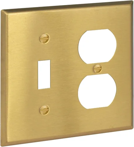 Vista 40 de Rio Salto Placa de pared de metal dorado en latón Placa de salida en blanco Cubierta para tomas de corriente no utilizadas Interruptor de pared de 1