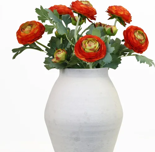 Vista 10 de Flores artificiales de ranúnculo con tallo de tacto real, flores de ranúnculo de seda (azul, 6 unidades)
