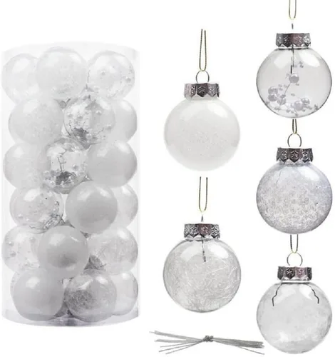 Vista 11 de 30 adornos de bolas de Navidad inastillables de plástico transparente, adornos de bolas de Navidad decorativas, juego de bolas de Navidad