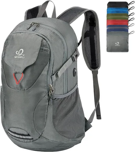 Vista 12 de WATERFLY Mochila de senderismo ligera y plegable, paquete de día 30L azul