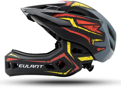 Vista 8 de EULANT Casco integral para niños con protector de barbilla, casco de bicicleta para niñas y niños de 6 años, se adapta a cabezas de 48 a 22.0 in