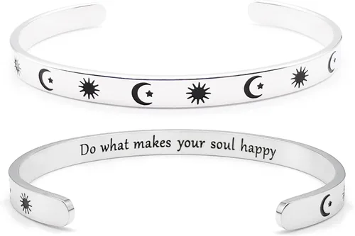 Vista 224 de Pulseras inspiradoras para mujer, joyería de acero inoxidable, con refranes, pulsera motivacional con mensaje oculto, pulseras grabadas para mejor