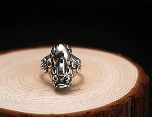 Vista 8 de Anillo de plata de ley 925 con símbolo de la suerte, dragón chino Pixiu