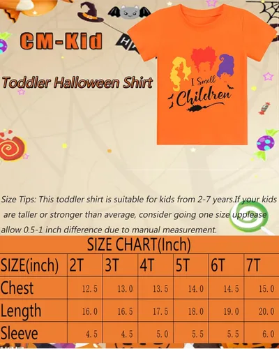 Vista 7 de CM-Kid Halloween Shirt for Toddler Boy Girl Pumpkin Skeleton Dino Short Sleeve Tshirt for Kids Cotton Tops 2-7 Years