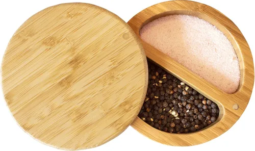 Vista 12 de Totally Bamboo Salero con Tapa Giratoria – Contenedor de Almacenamiento de Bambú para Encimera de Cocina con Cierre Magnético – Ideal para Sal