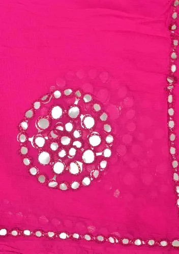 Vista 2 de Indian Hawker Dupatta - Espejo de plástico de gasa adornado para mujeres y niñas con flecos