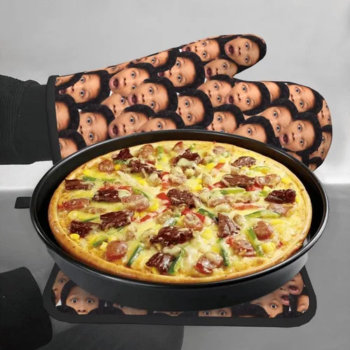 Vista 6 de Manoplas de horno personalizadas y agarraderas personalizadas con tu cara, regalos de repostería para mujeres para cocinar en la cocina, barbacoa