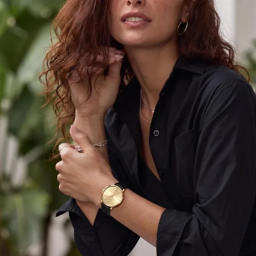 Vista 4 de BUREI Relojes de Pulsera para Mujer, Analógicos, Minimalistas, de Cuero, Cuarzo, Impermeables