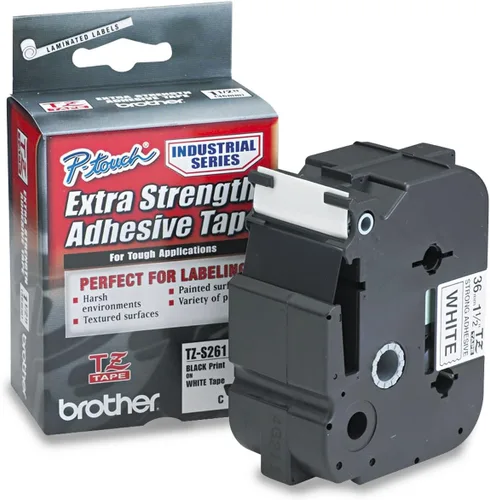 Vista 8 de Brother P-touch TZE-FX251 - Cinta laminada flexible-ID de 2.5 cm de ancho, negro sobre blanco, ideal para envoltorios de cables y señalización