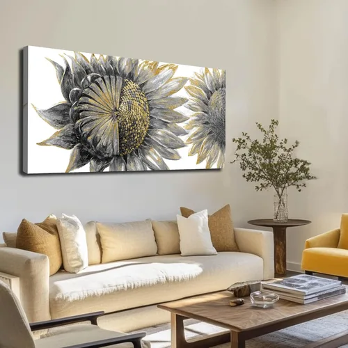 Vista 16 de CHUDANHAO Arte abstracto de graffiti gris para pared, pintura de árbol grande, impresiones fotográficas doradas, arte moderno en lienzo
