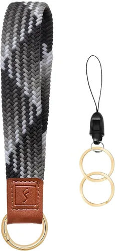 Vista 27 de Fishent Llavero elástico, bonito llavero de pulsera, cordón de muñeca tejido mejorado para llaves, llaveros para mujeres y hombres, llaves