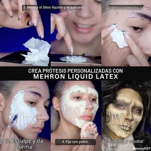 Vista 6 de Mehron - Látex líquido para maquillaje Maquillaje de efectos especiales Halloween Pegamento de látex para piel Pegamento para prótesis 1 fl