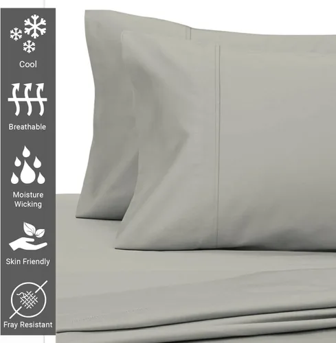 Vista 2 de Pizuna - Fundas de almohada de algodón puro y satén liso de 400 hilos Plata
