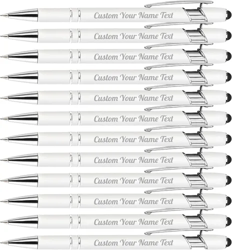 Vista 106 de 12 unidades de bolígrafos personalizados a granel con nombre grabado gratis, bolígrafos de bola personalizados con lápiz óptico, mensaje de texto