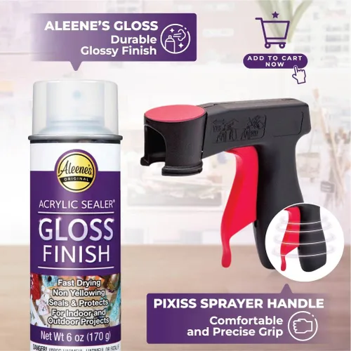 Vista 4 de Aleene's - Aerosol sellador acrílico (paquete de 2) con boquilla fijable, 6 onzas, acabado brillante, transparente, sellador a prueba de agua, no se