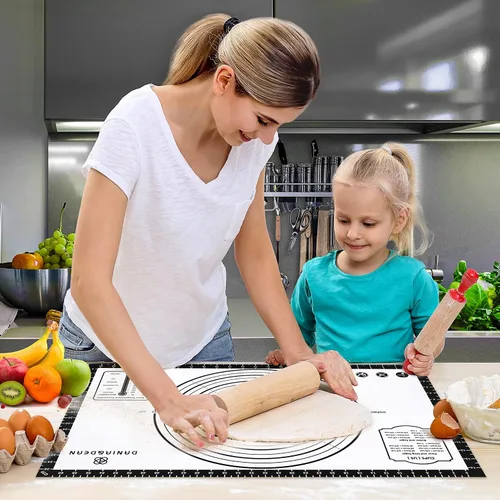 Vista 6 de Alfombrilla de silicona para hornear, 26" x 16" antideslizante para amasar masa de repostería, alfombrilla antiadherente para hornear con medidas