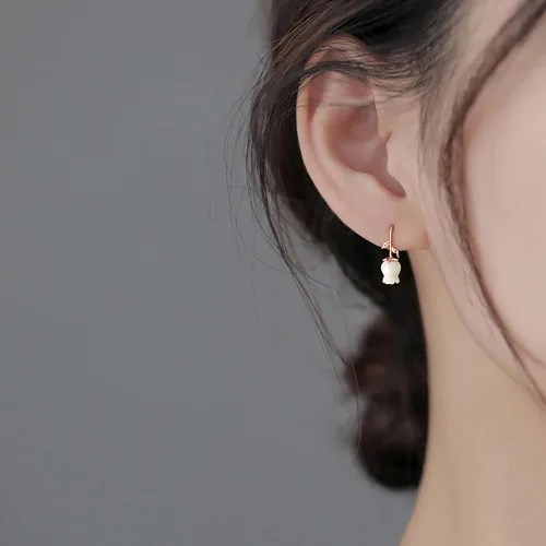 Vista 3 de Reffeer Aretes de plata de ley 925 maciza con diseño de flores para mujer