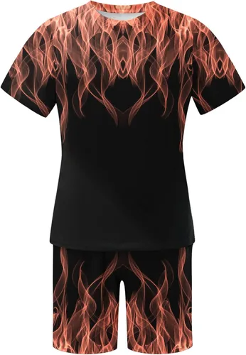 Vista 5 de Traje deportivo piezas hombre estampado manga corta cuello redondo camisa pantalones cortos pantalón chándal 2 piezas