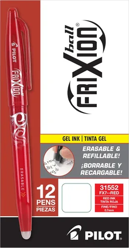 Vista 9 de PILOT FriXion Ball - Bolígrafos de tinta de gel borrables y recargables, punta fina, tinta color negro, paquete de 12 unidades (31550)