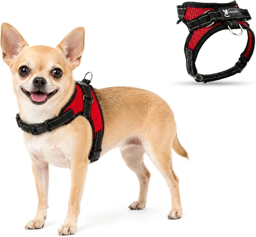 Vista 14 de Arnés ajustable reflectante para perro con asa evita tirones, XXS, Negro
