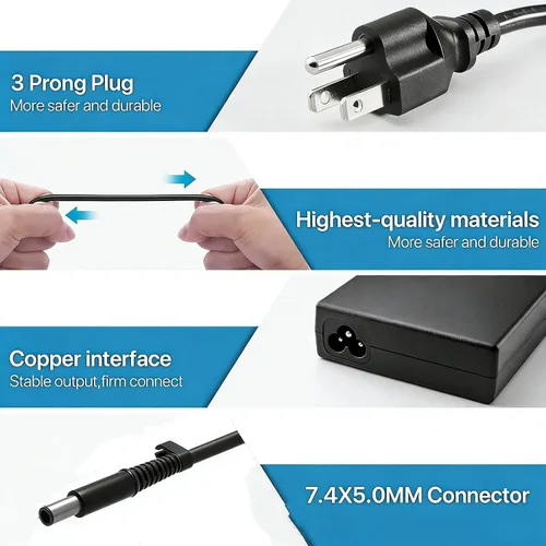 Vista 4 de HNHTKJ Cargador de 150 W, 7,4 × 0.2 in, apto para cable de alimentación HP Thunderbolt Dock G2 G4 Cargador de CA compatible con HP 120W Dock G4