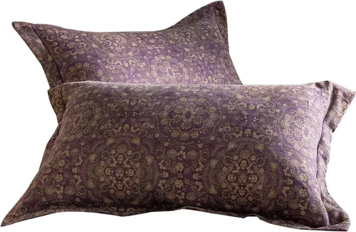 Vista 9 de Fundas de almohada de flores rosadas, 2 piezas, fundas de almohada de cama florales con elegantes lazos, 100% algodón, fundas de almohada estándar