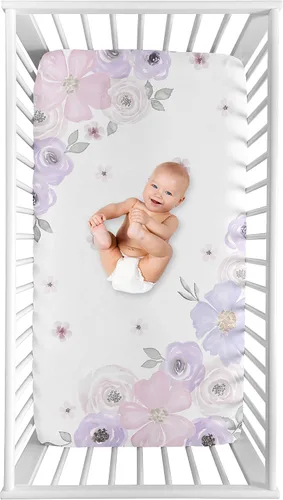 Vista 13 de Sweet Jojo Designs Sábanas ajustables para cuna de bebé (morado sólido) para niñas, guardería infantil, habitación de niños pequeños