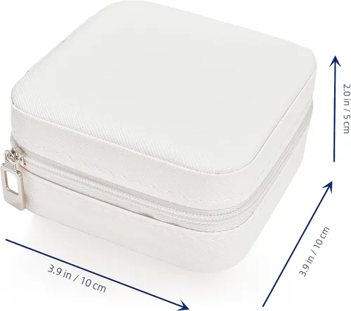 Vista 2 de MENGCHACHA Caja de joyería de viaje, organizador de joyas pequeño, caja de joyería pequeña de cuero de la PU, anillo de joyería, colgante